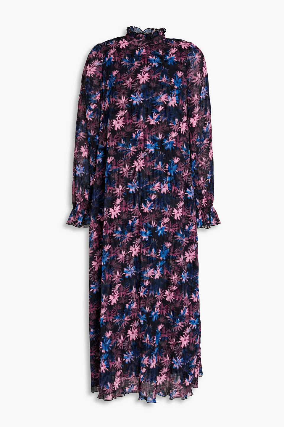 knee length dresses for ladies GANNI "Georgette" floral print maxi long dress  BOREAL REBORN