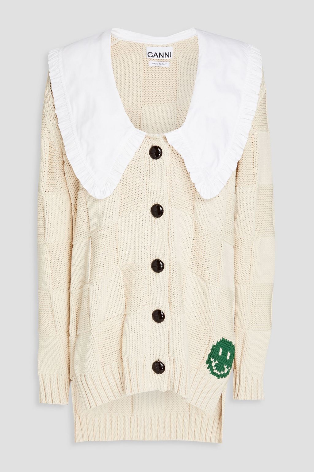 GANNI Paneled knitted cardigan | THE OUTNET