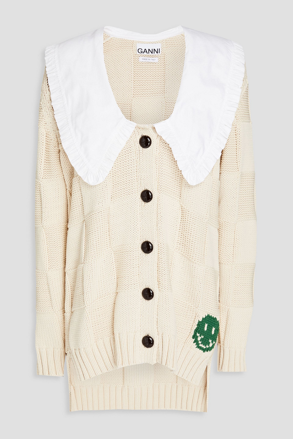 GANNI - Paneled knitted cardigan - White - XL