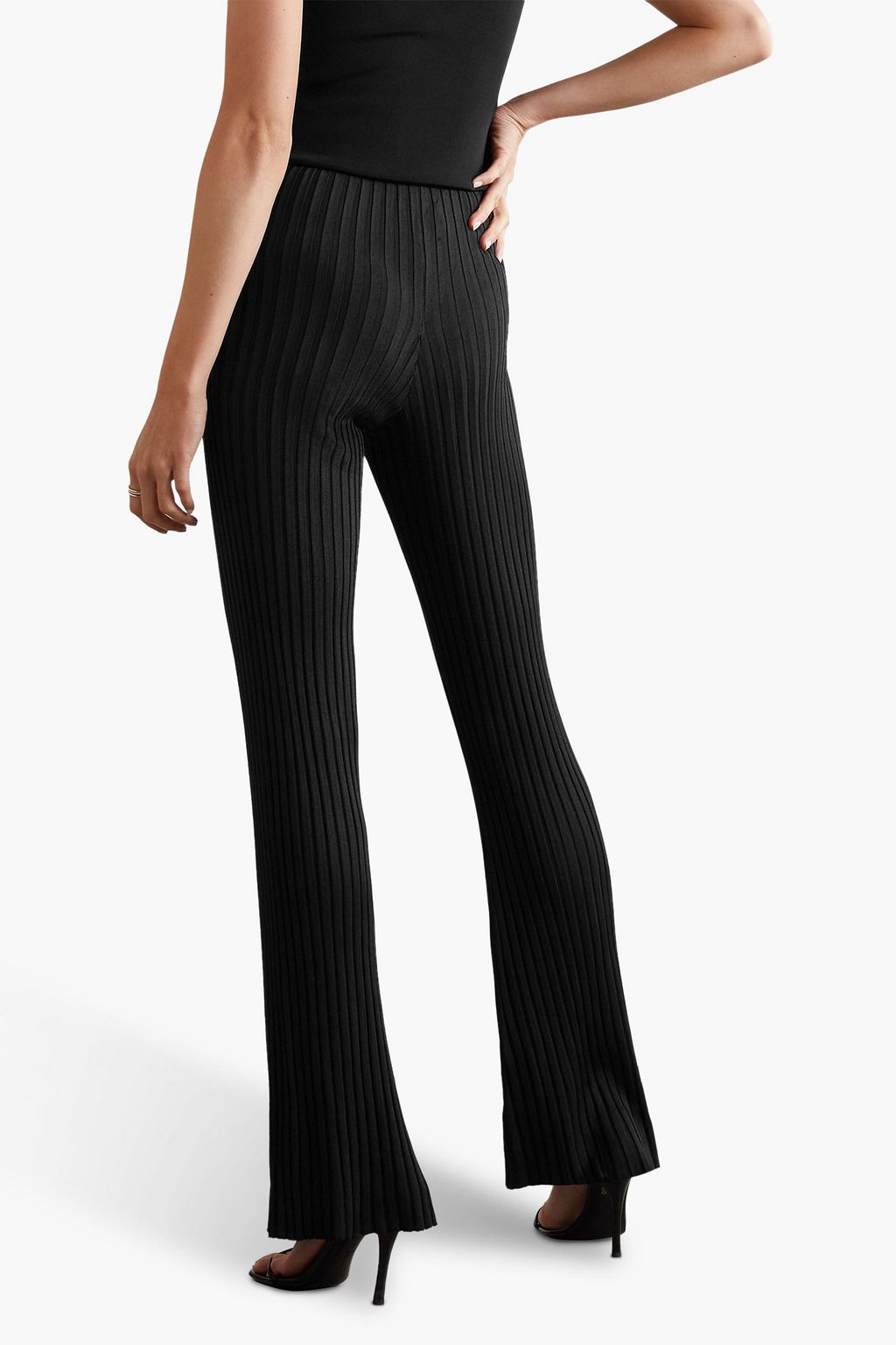 GALVAN  LONDON Rhea ribbed-knit flared pants
