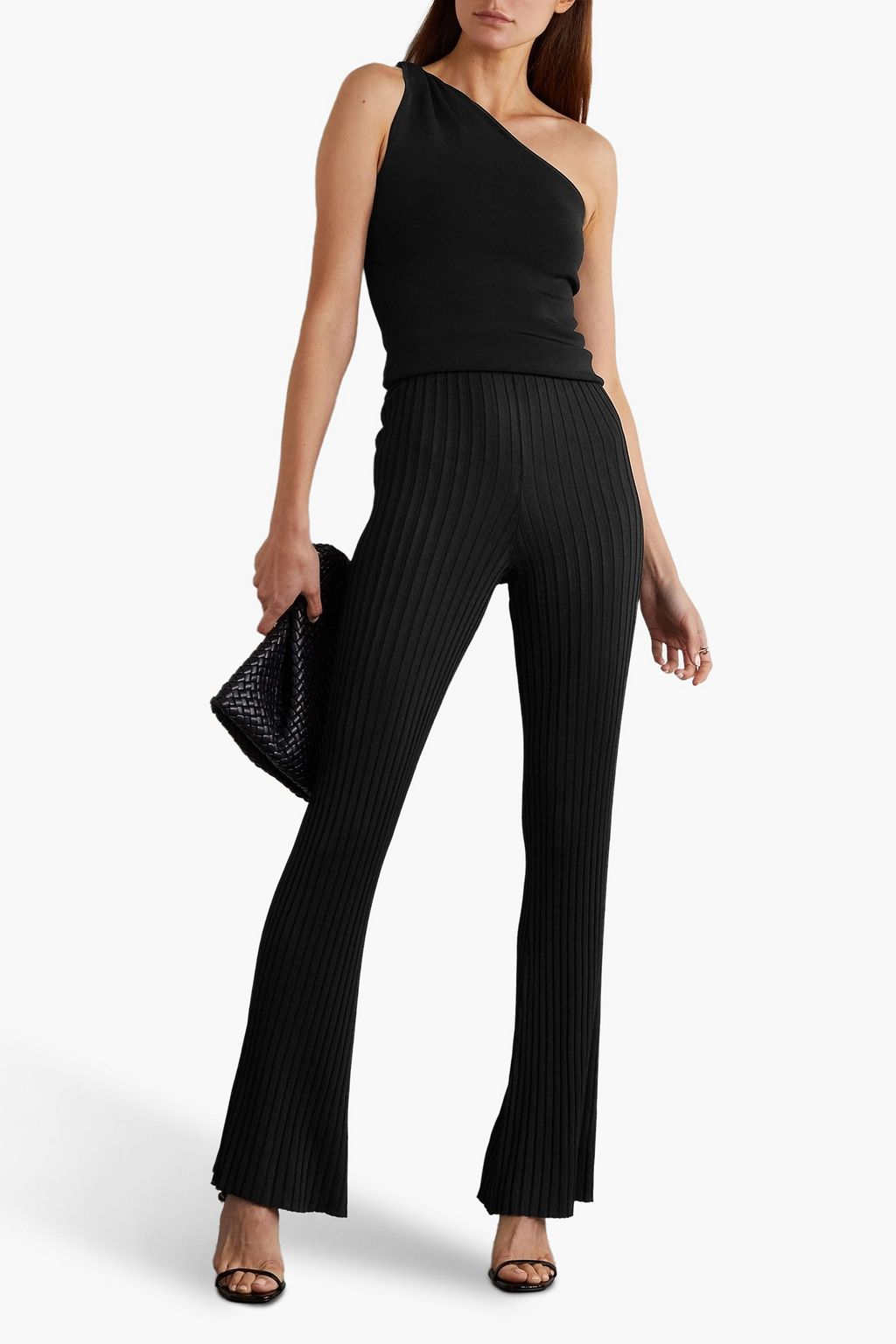 GALVAN  LONDON Rhea ribbed-knit flared pants