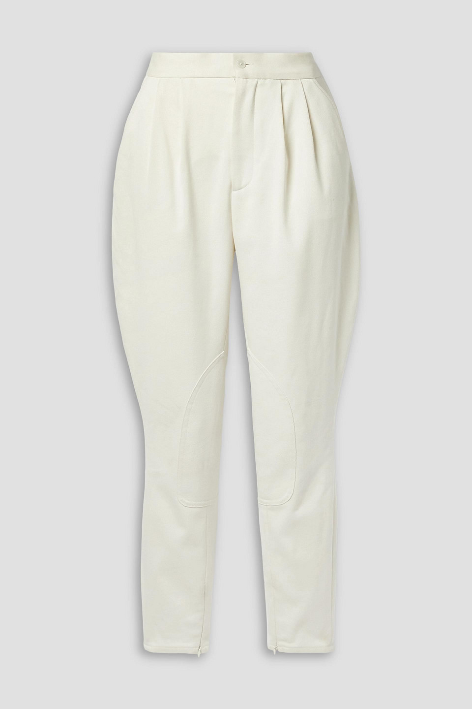 Polo Ralph Lauren Pleated Cotton And Wool-blend Twill Tapered Pants In Ivory
