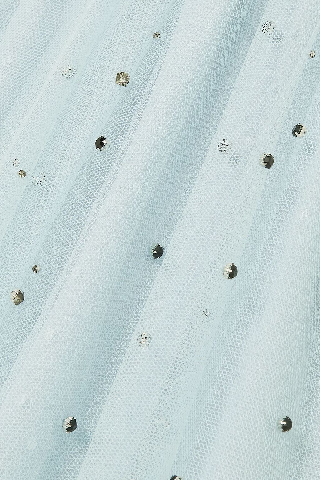 REDVALENTINO Point d'esprit-paneled crystal-embellished tulle midi dress