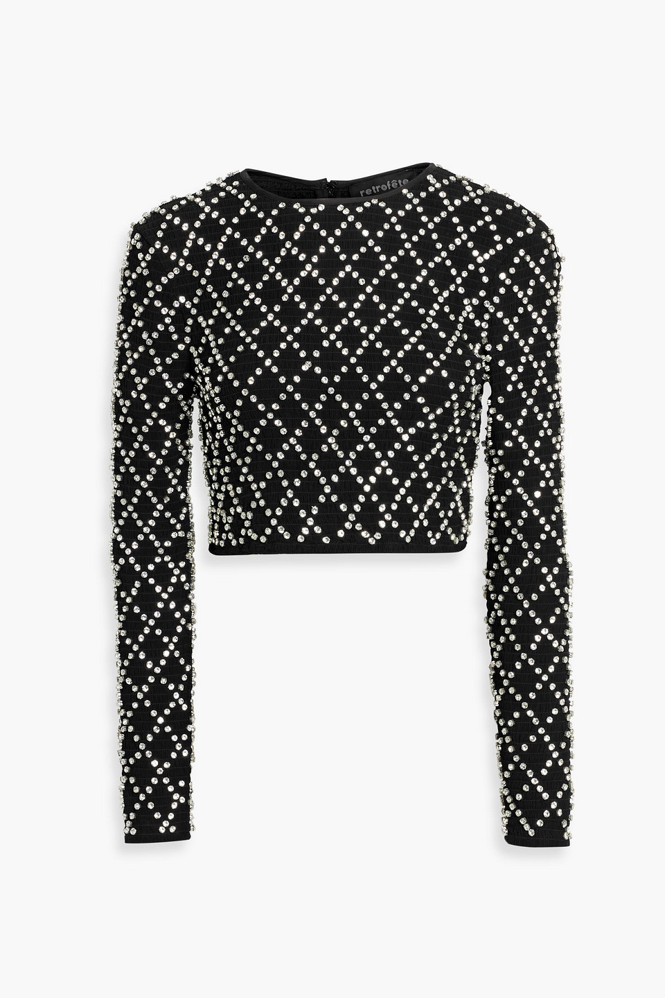 Retroféte Embellished Cropped Top In Black