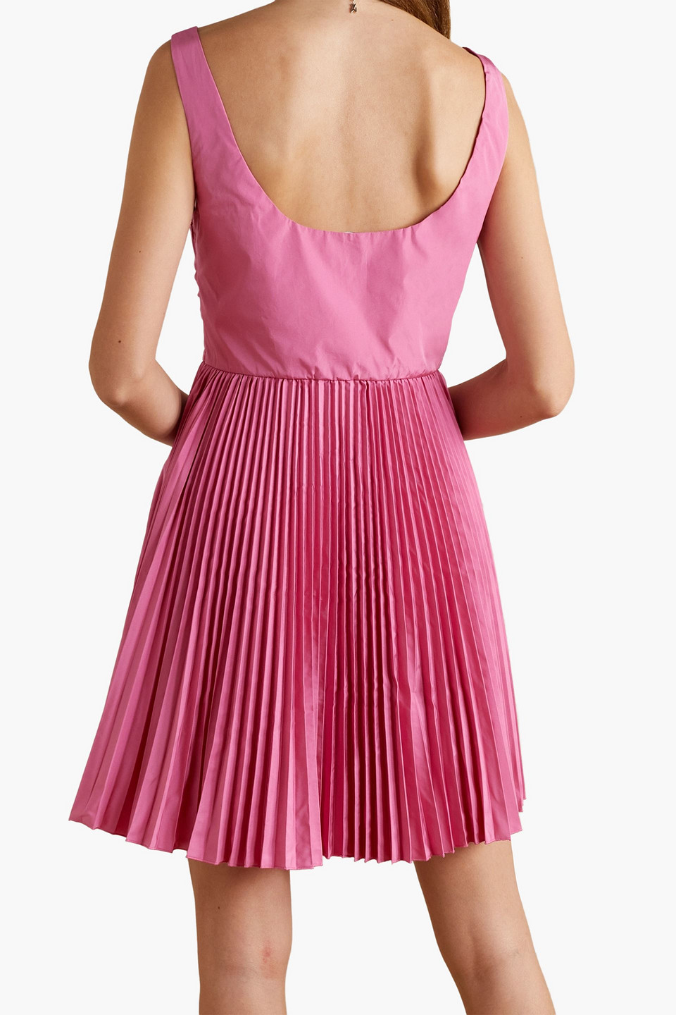 Shop Red Valentino Gathered Pleated Taffeta Mini Dress In Pink