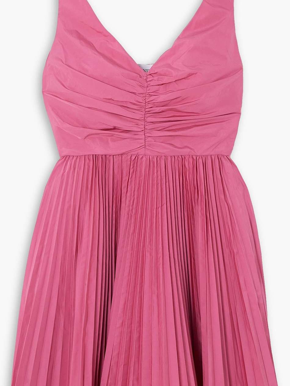 gathered pleated taffeta mini dress