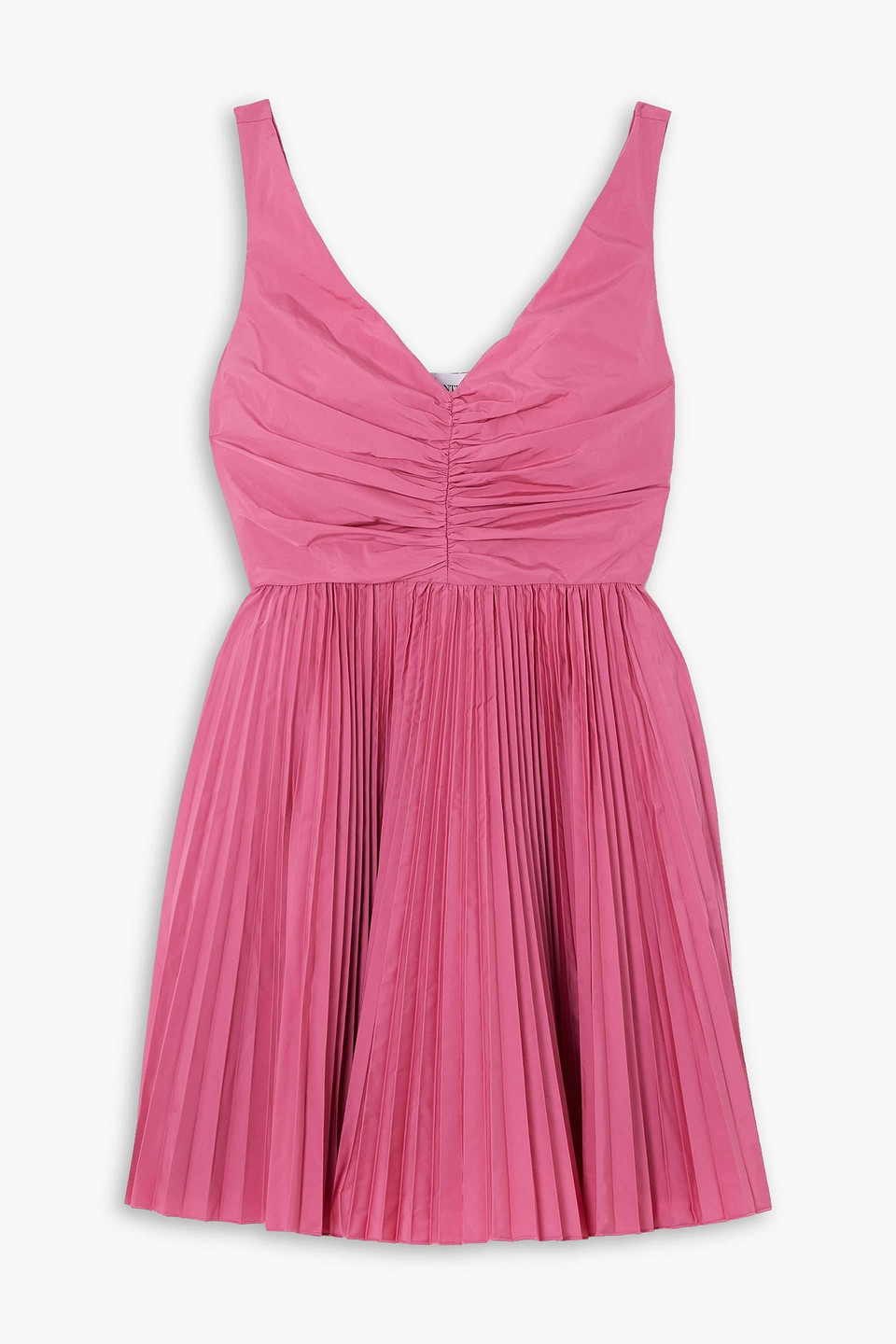 Red Valentino Gathered Pleated Taffeta Mini Dress In Pink