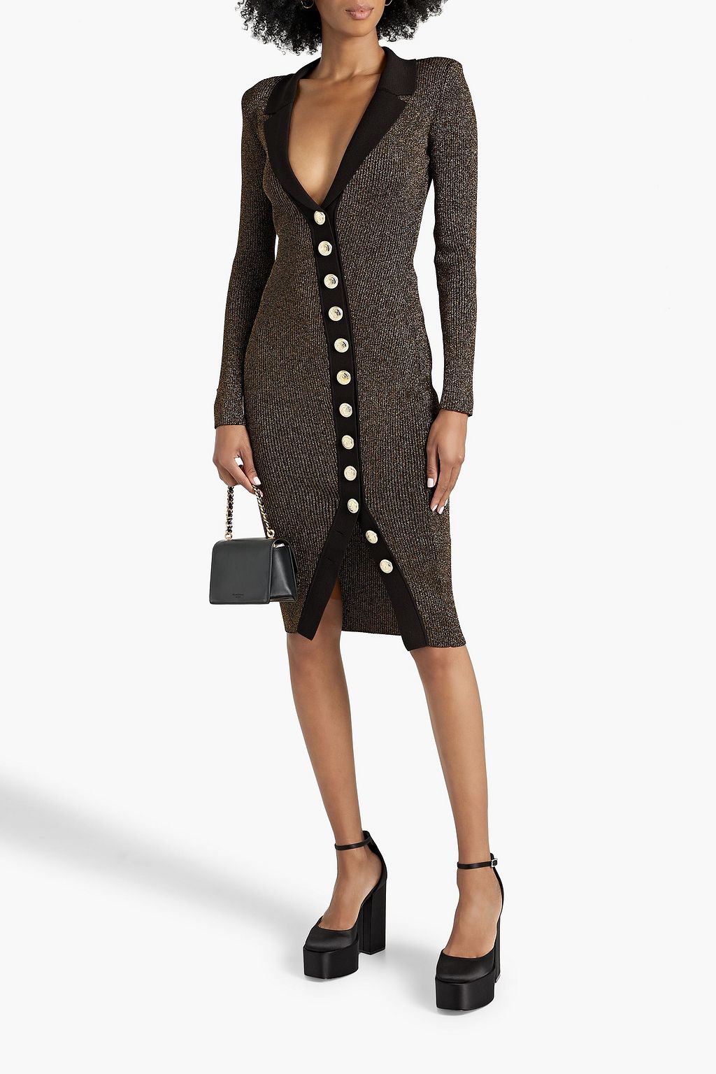 RETROFÊTE Cassidy metallic stretch-knit dress