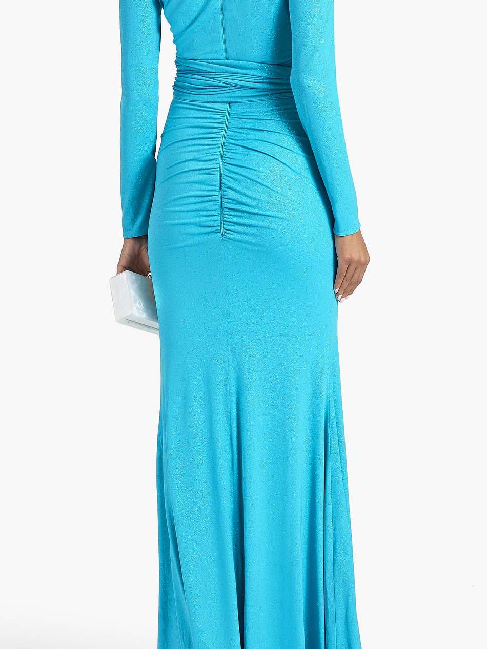 ruched glittered jersey gown