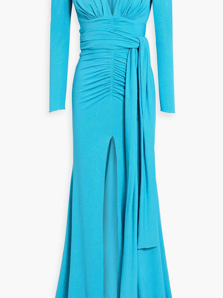 ruched glittered jersey gown