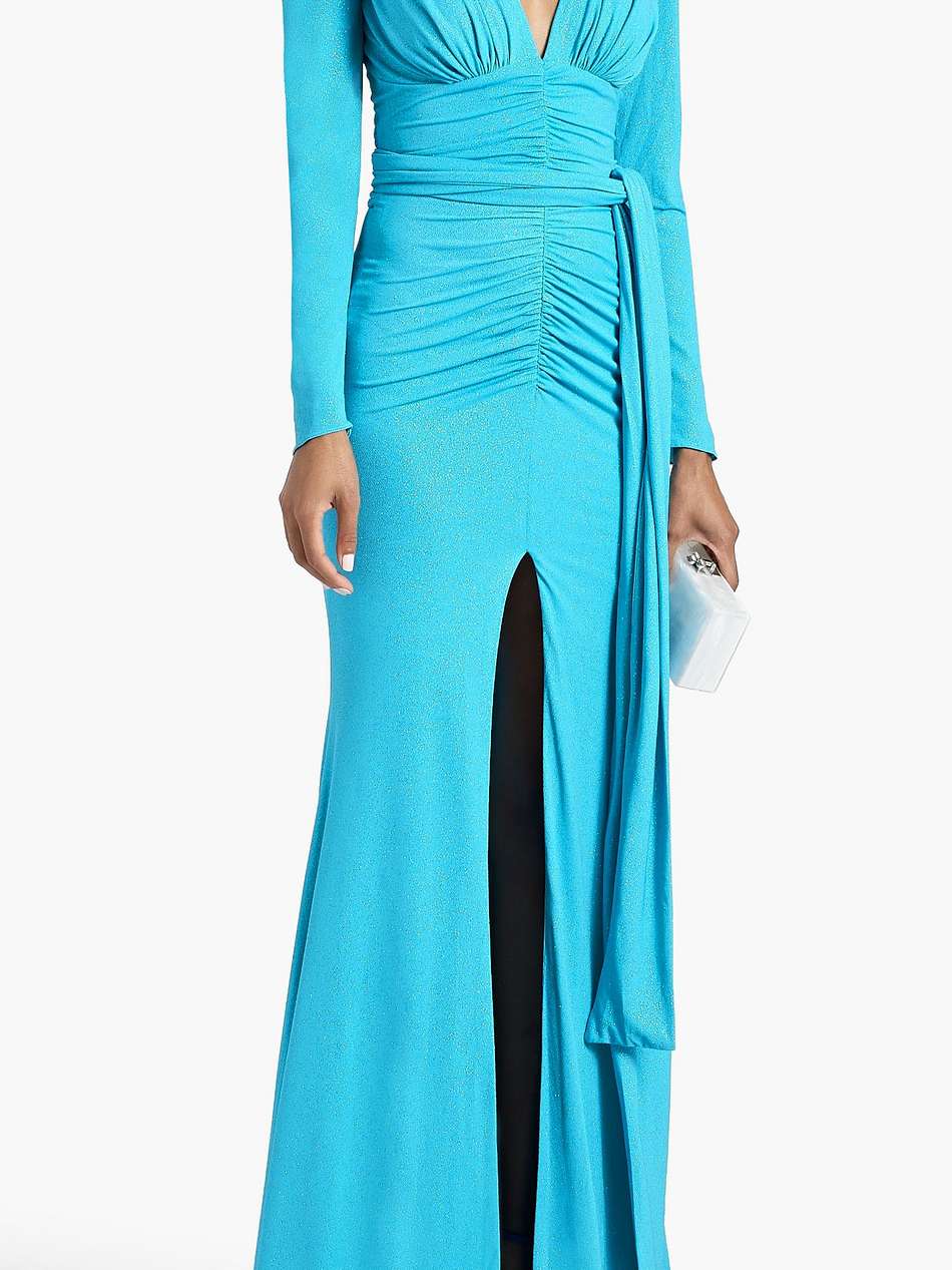 ruched glittered jersey gown