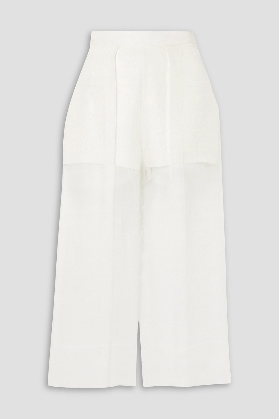CUSHNIE CROPPED LAYERED SILK-ORGANZA AND CREPE WIDE-LEG PANTS