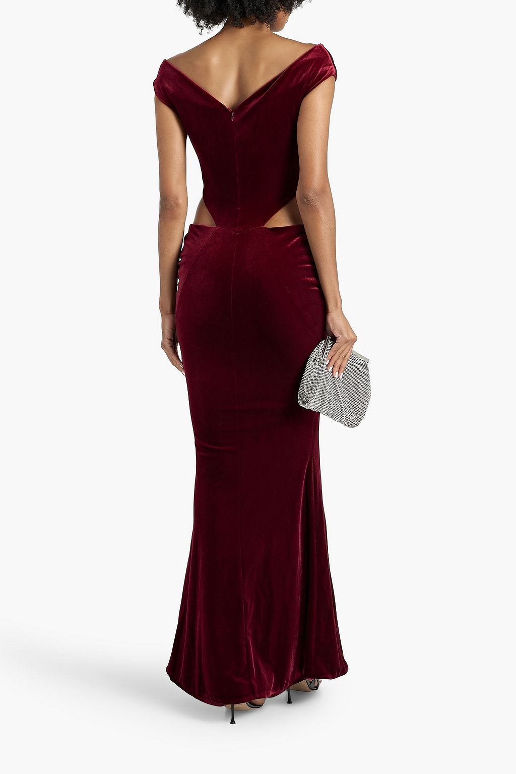 RETROFÊTE Giada off-the-shoulder cutout velvet gown