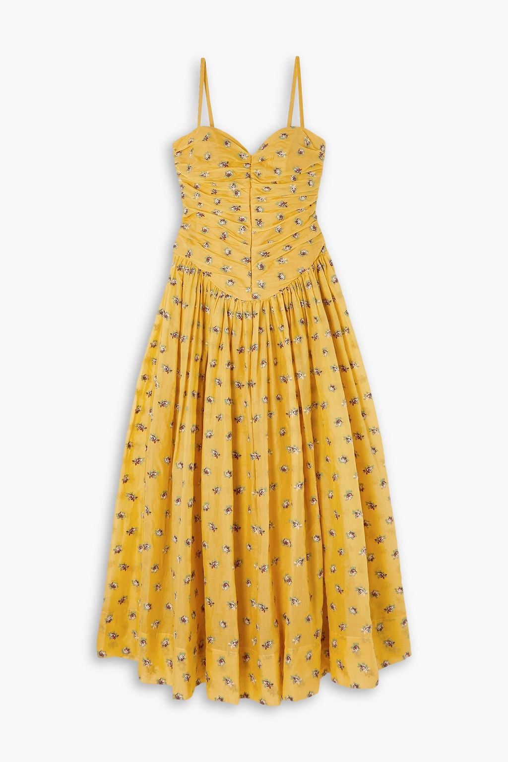 TORY BURCH Pleated embroidered cotton voile midi dress THE OUTNET