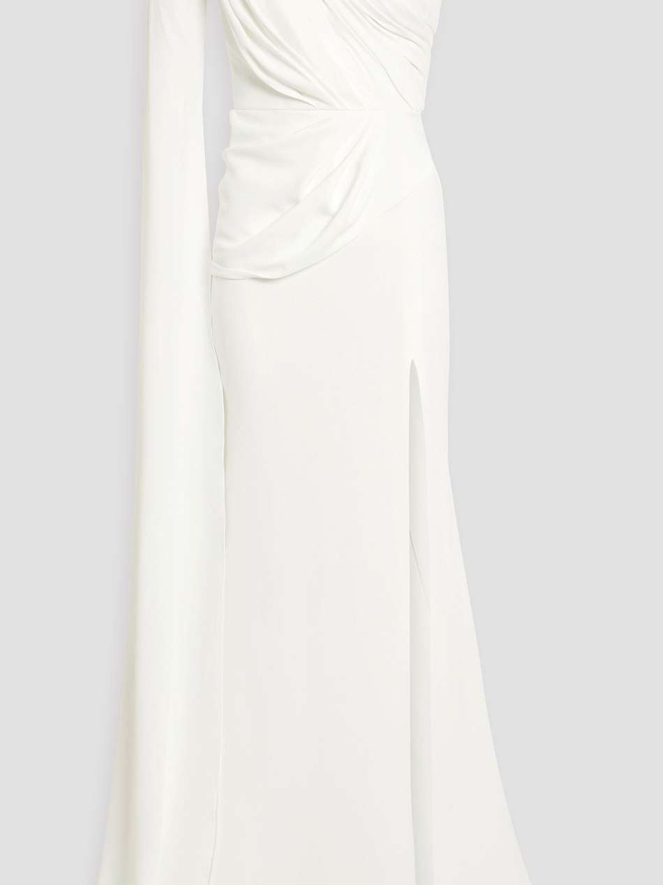 one-sleeve draped crepe gown