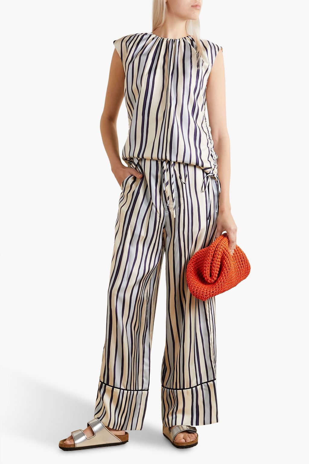MARNI Striped silk-twill pants