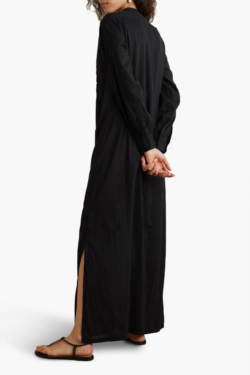 NILI LOTAN Risette corded lace-trimmed cotton-voile maxi dress