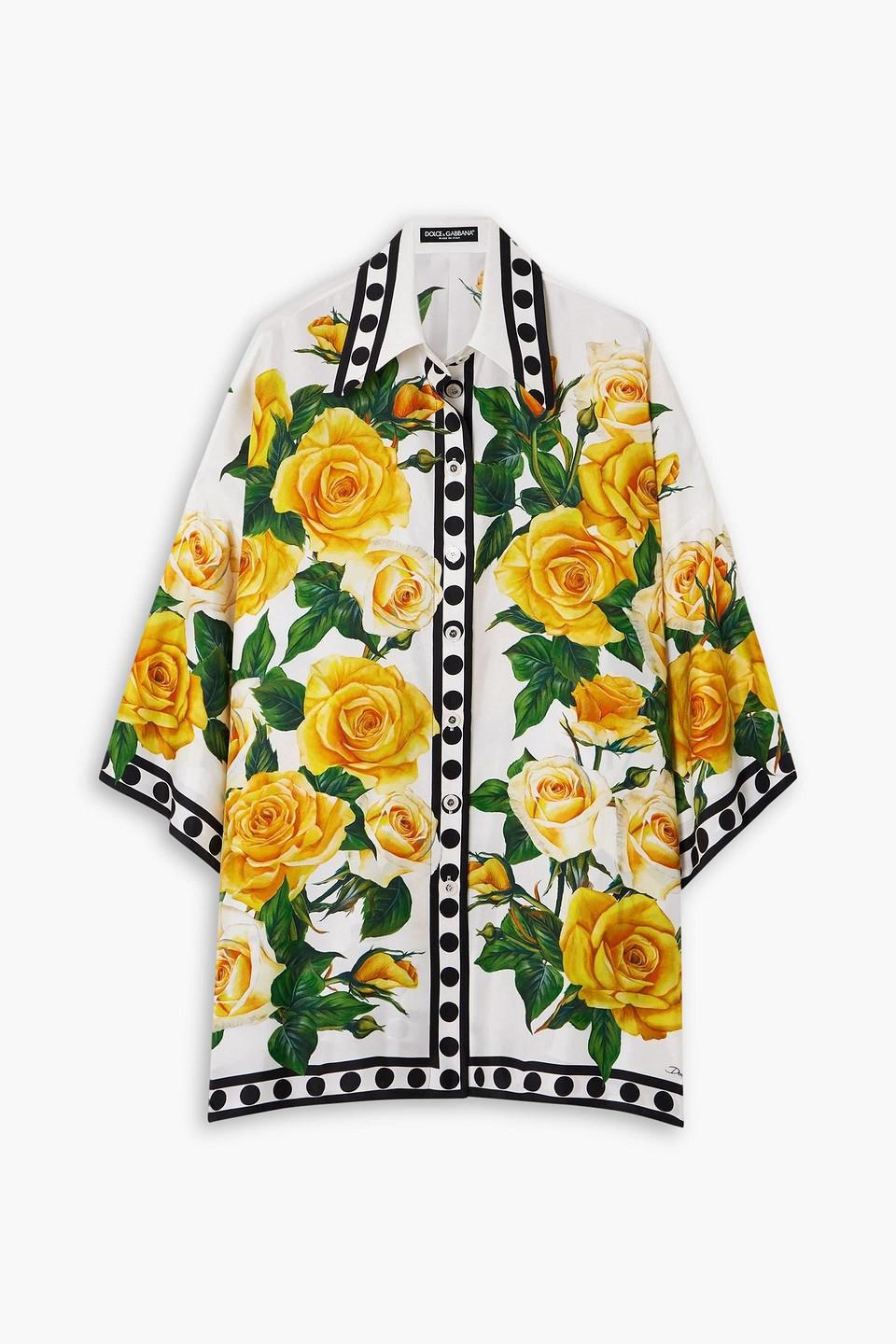 dolce&gabbana - printed silk-twill shirt - yellow - it 40