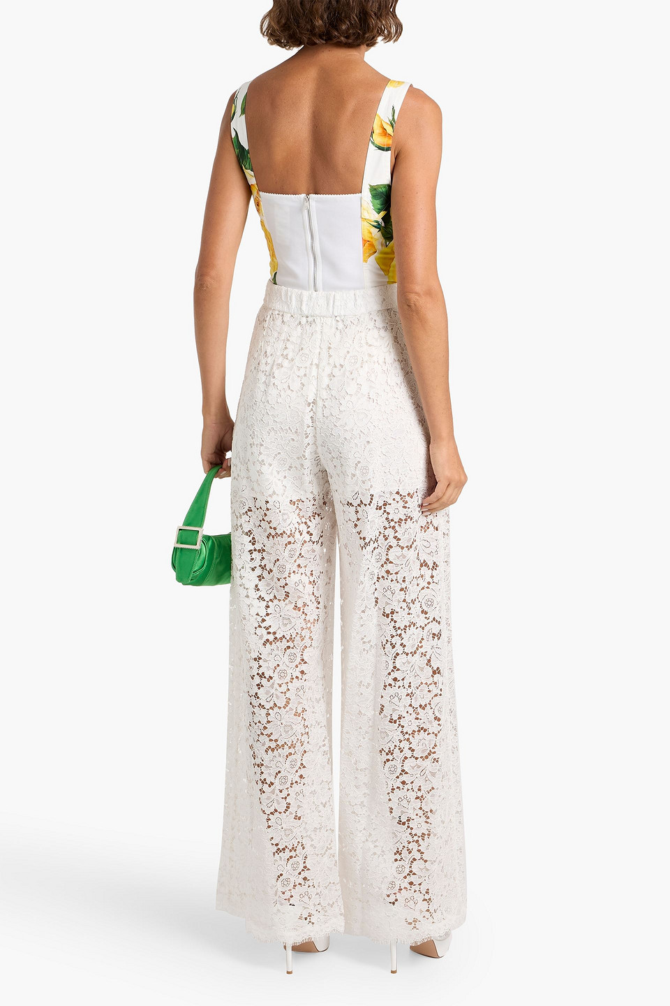 Dolce & Gabbana Corded Lace Wide-leg Pants In White