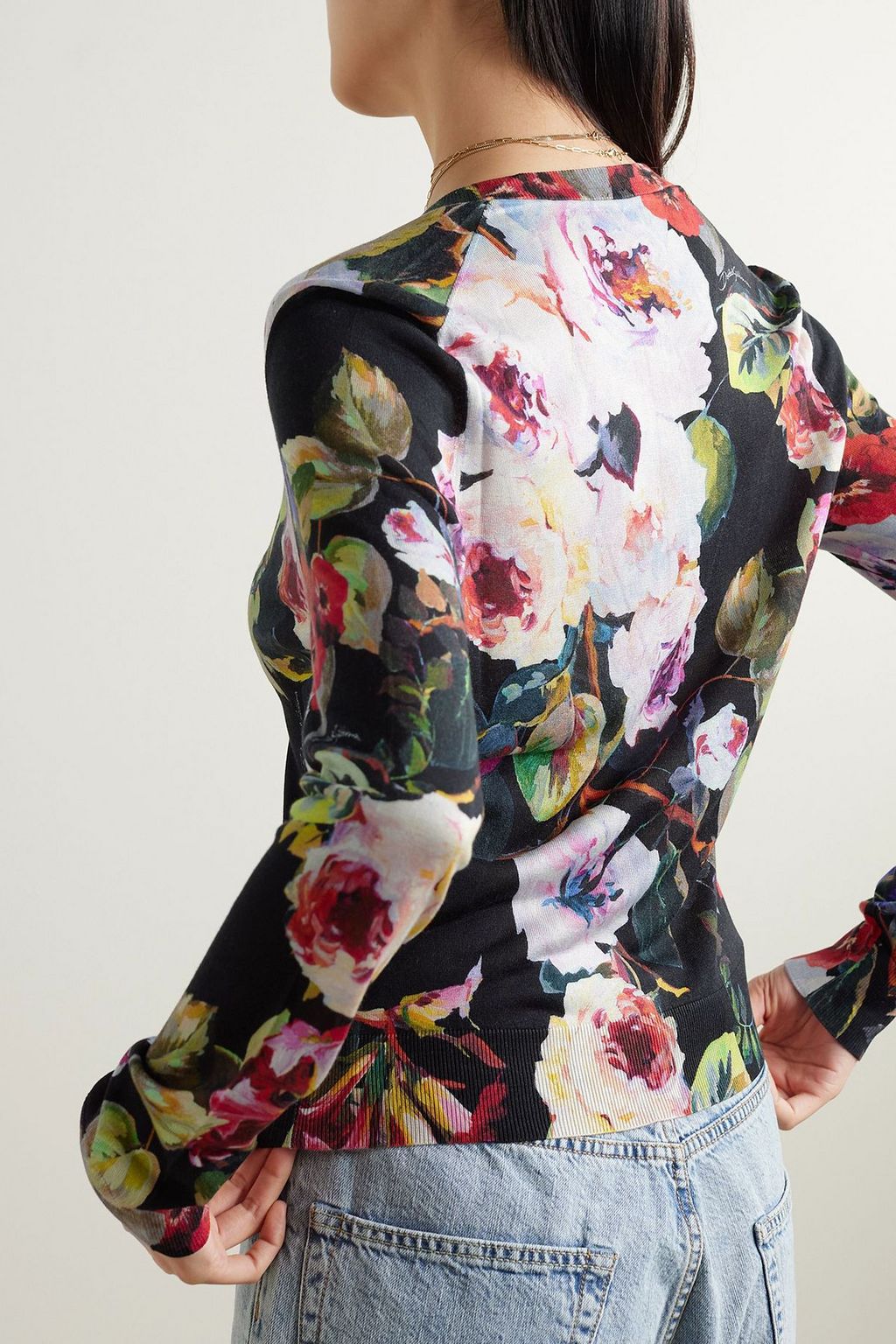 DOLCE&GABBANA Floral-print silk cardigan