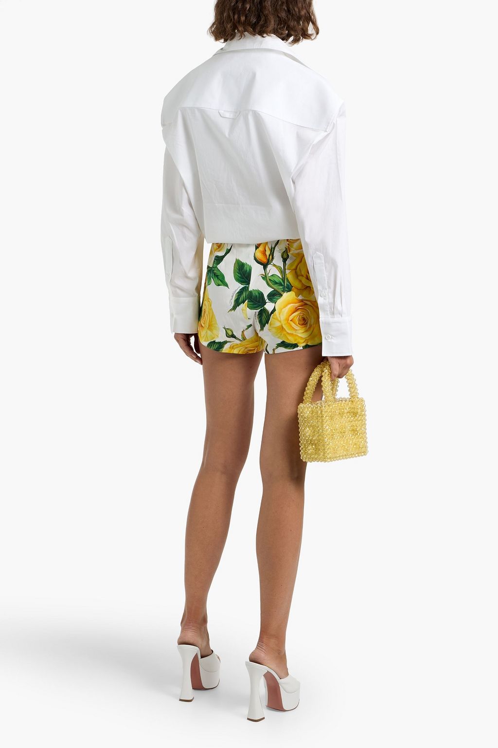 DOLCE&GABBANA Floral-print cotton-poplin shorts