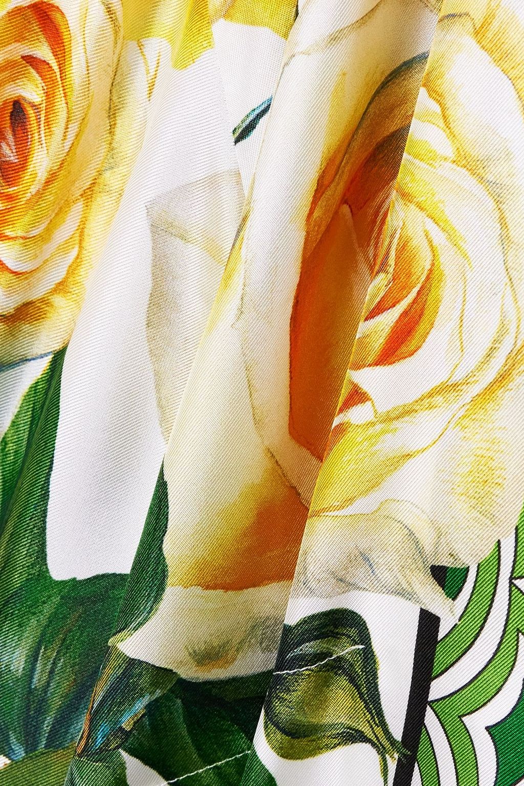 DOLCE&GABBANA Cropped tie-front floral-print silk-twill shirt