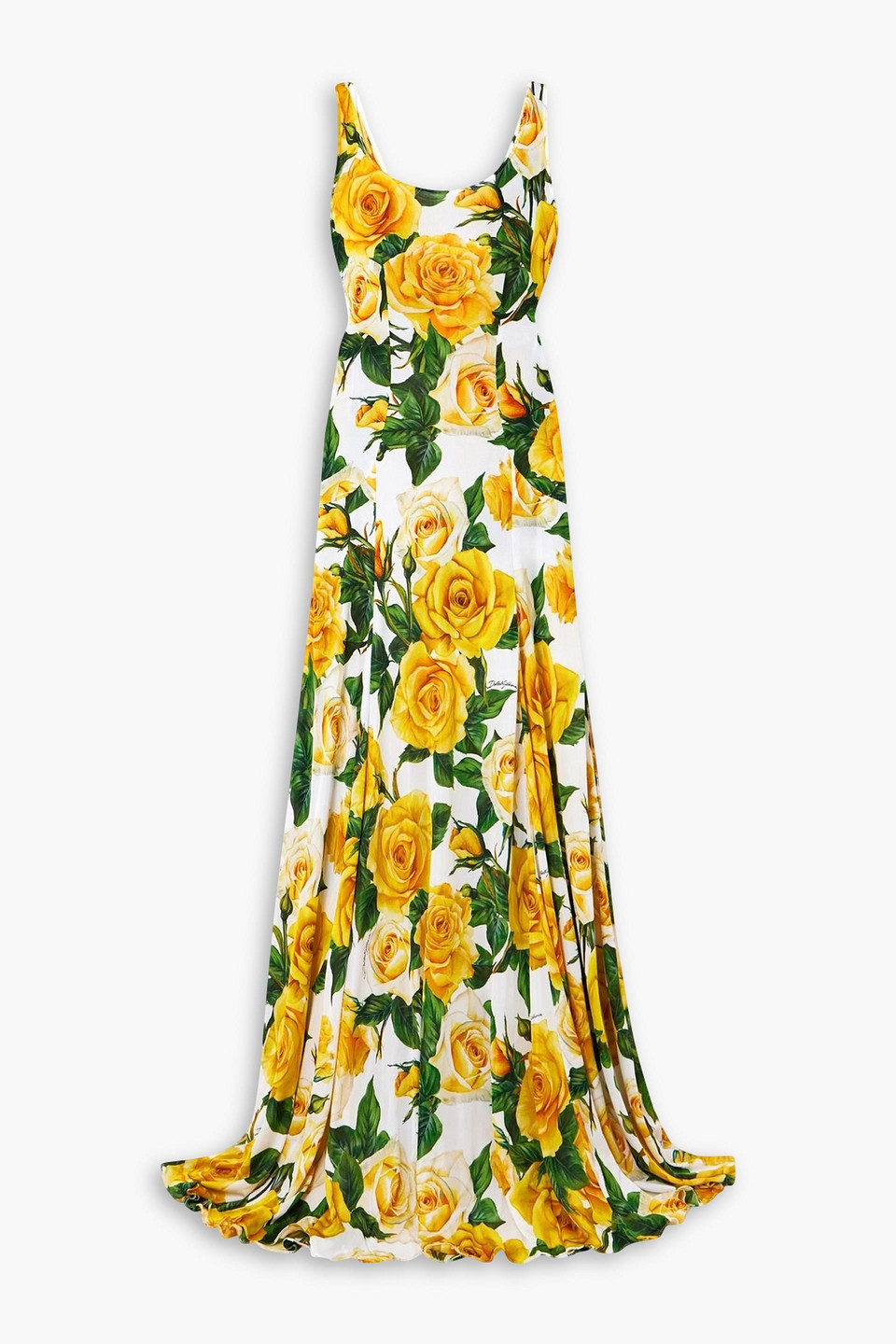 Dolce & Gabbana Floral-print Woven Maxi Dress In Yellow