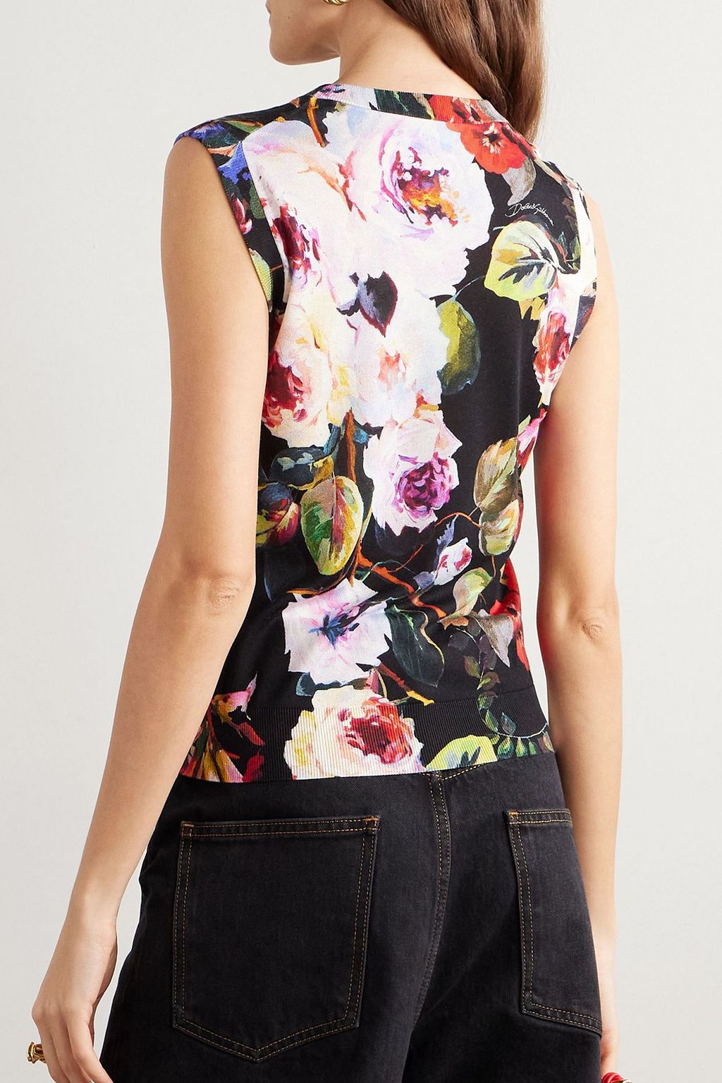 DOLCE&GABBANA Floral-print silk tank