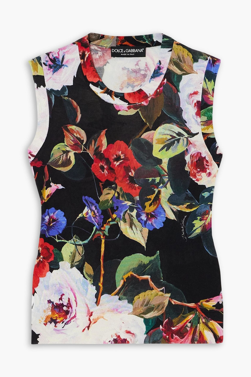 Dolce & Gabbana Floral-print Silk Tank In Multi