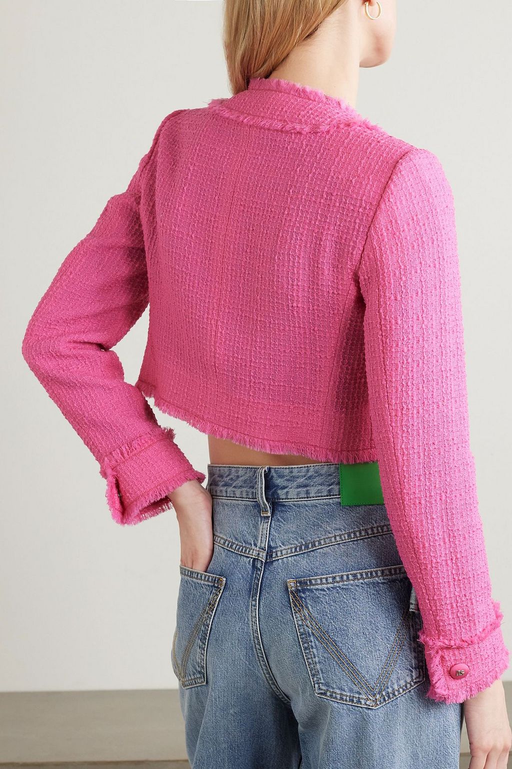 DOLCE&GABBANA Cropped embellished wool-blend bouclé-tweed jacket