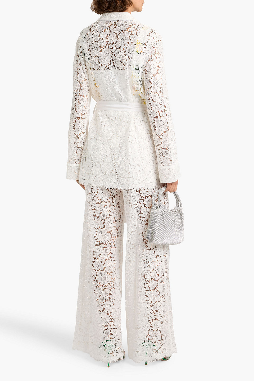 Dolce & Gabbana Belted Corded Lace Blazer In White