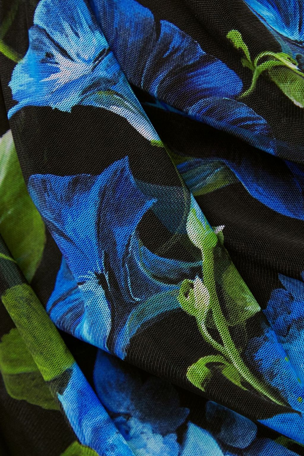 DOLCE&GABBANA Satin and lace-trimmed ruched floral-print stretch-tulle midi dress