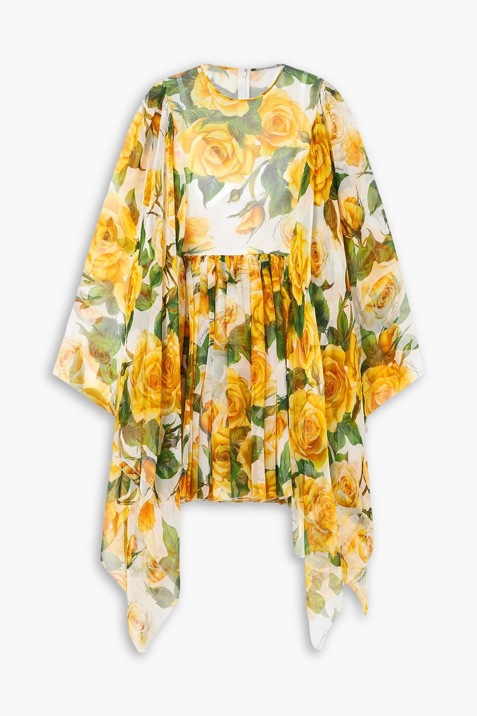 dolce&gabbana - floral-print silk-crepon mini dress - yellow - it 36