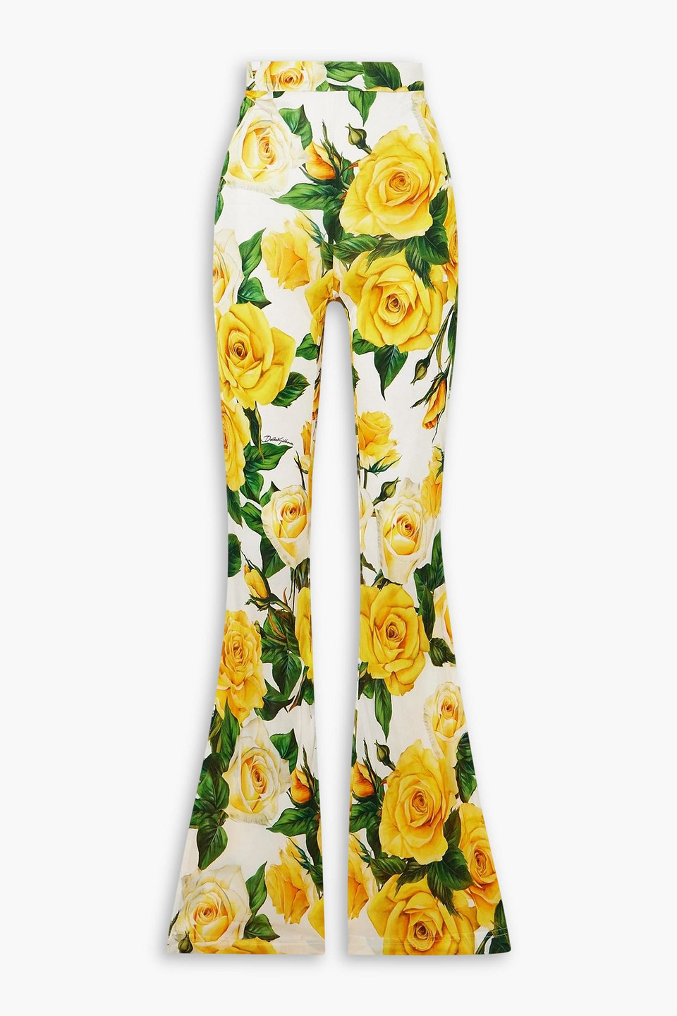 dolce&gabbana - floral-print jersey flared pants - yellow - it 40