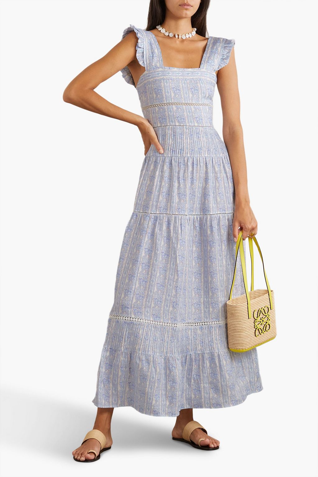 LUG VON SIGA Sybill crochet-trimmed floral-print linen maxi dress