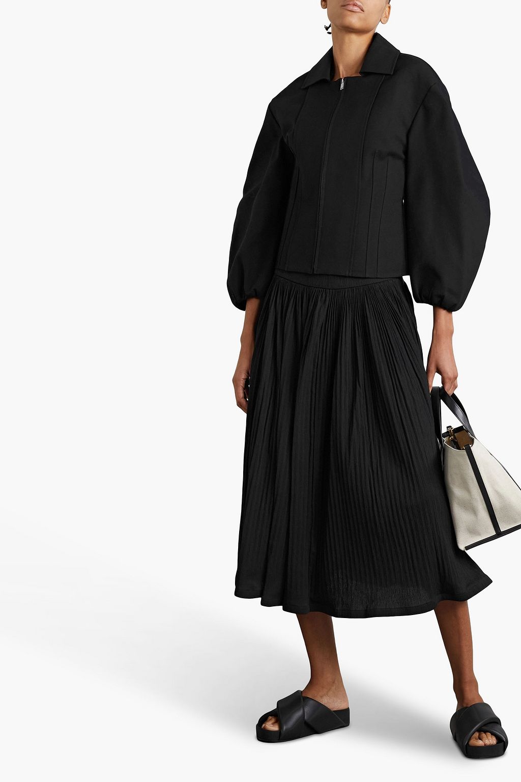 JIL SANDER Paneled cotton-piqué jacket
