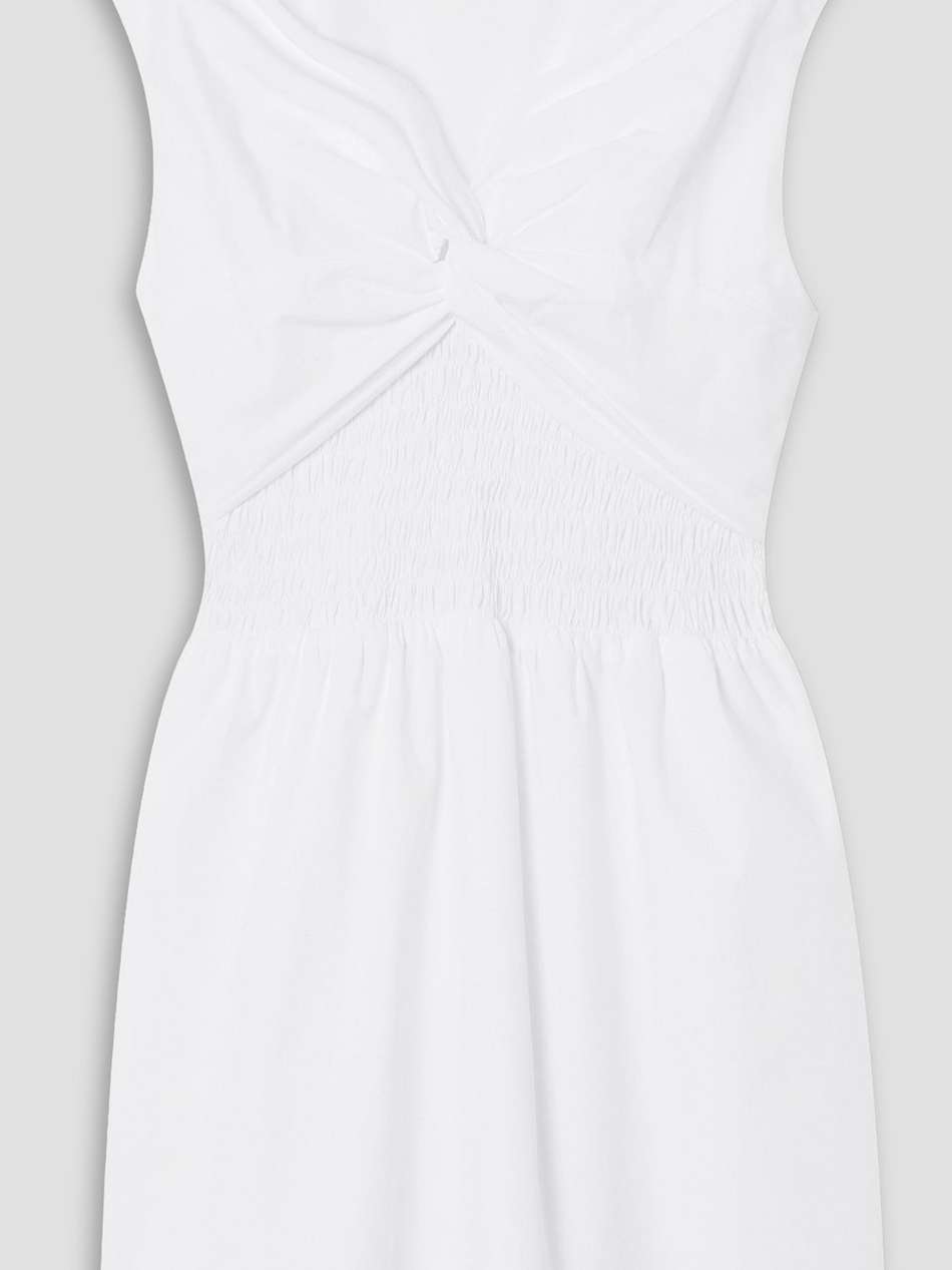 iona twisted smocked cotton-poplin mini dress