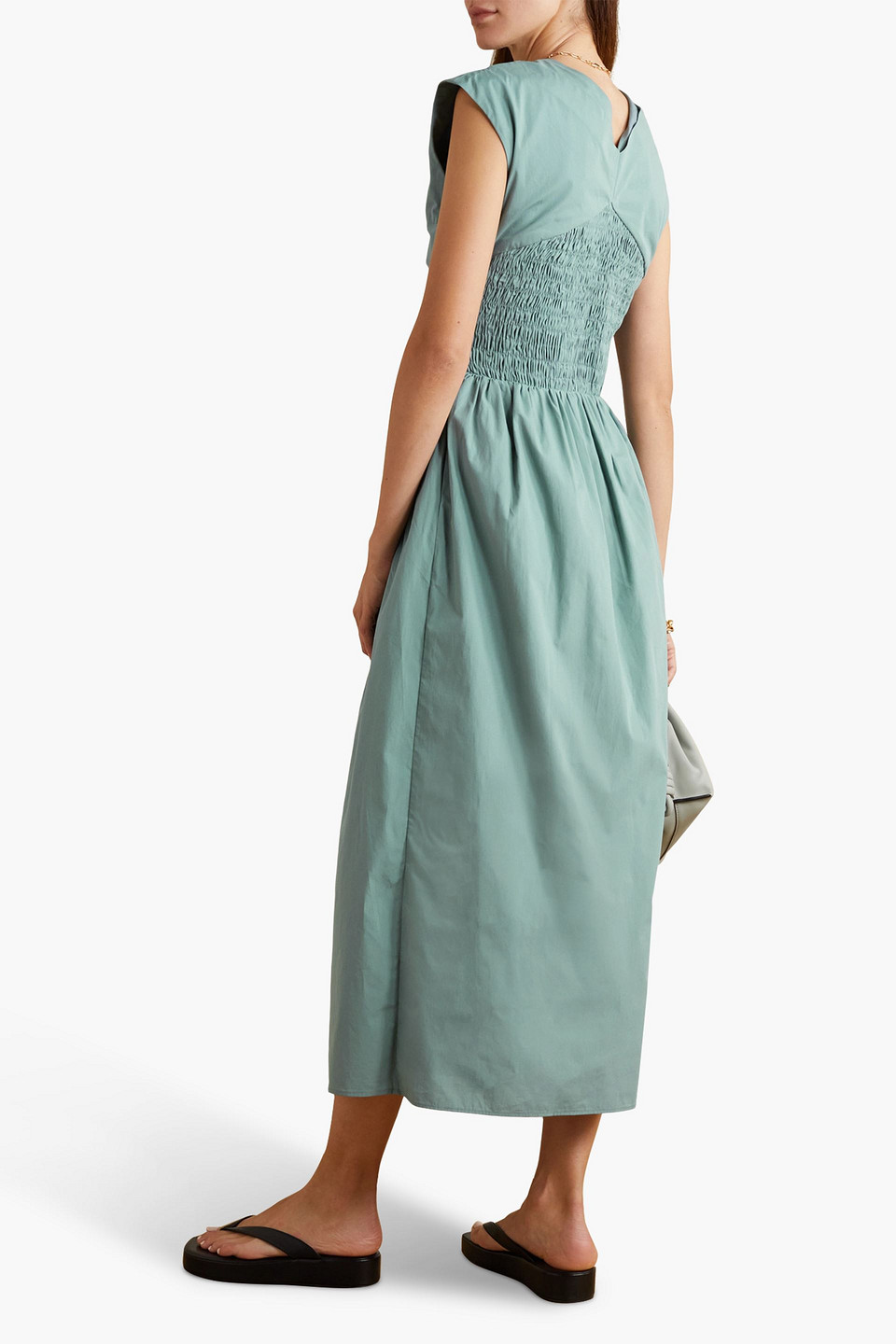 TOVE Lottie twist-front smocked cotton-poplin midi dress | Smart Closet TOVE Lottie twist-front smocked cotton-poplin midi dress | Smart Closet