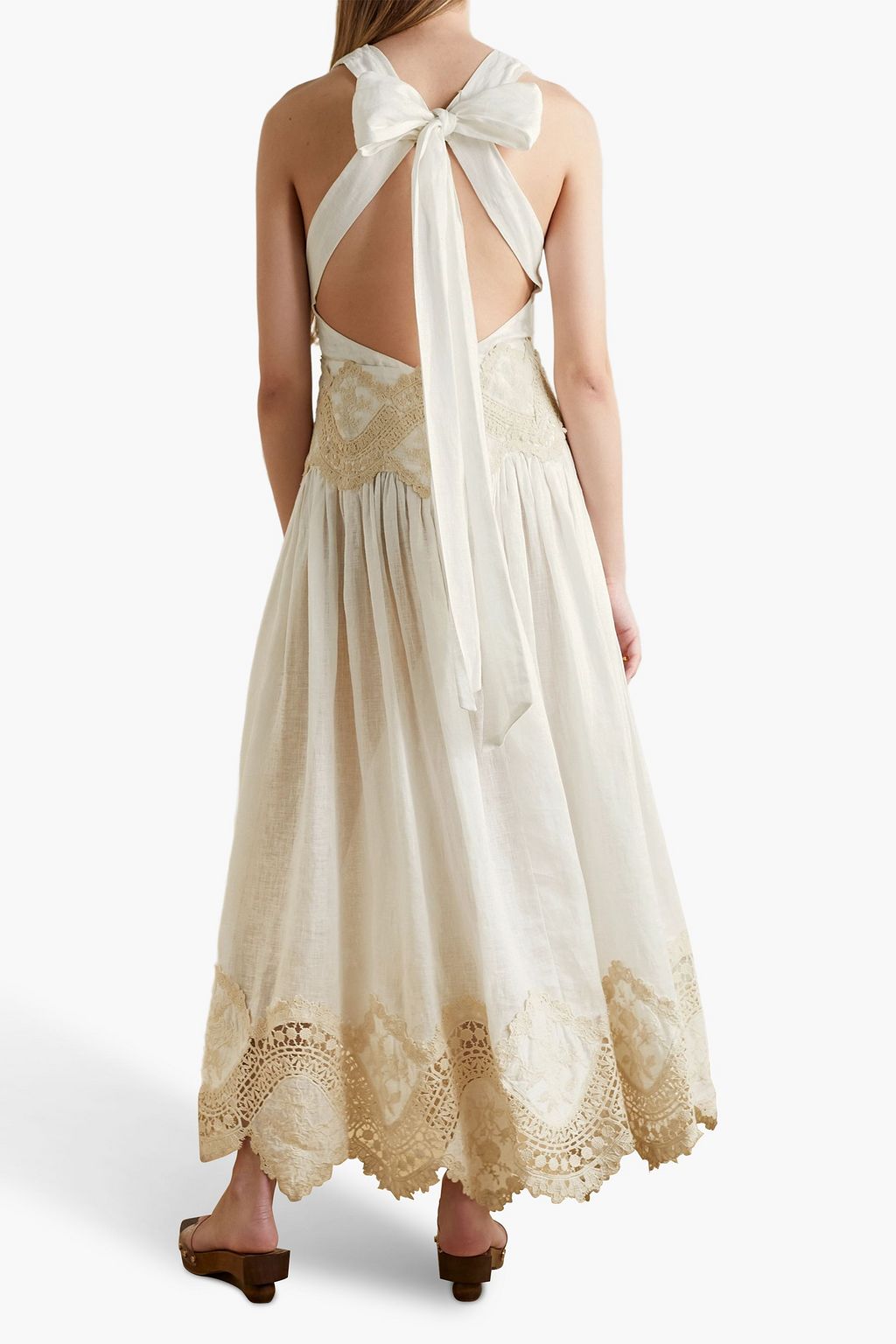ZIMMERMANN Pattie crochet-trimmed embroidered linen maxi dress