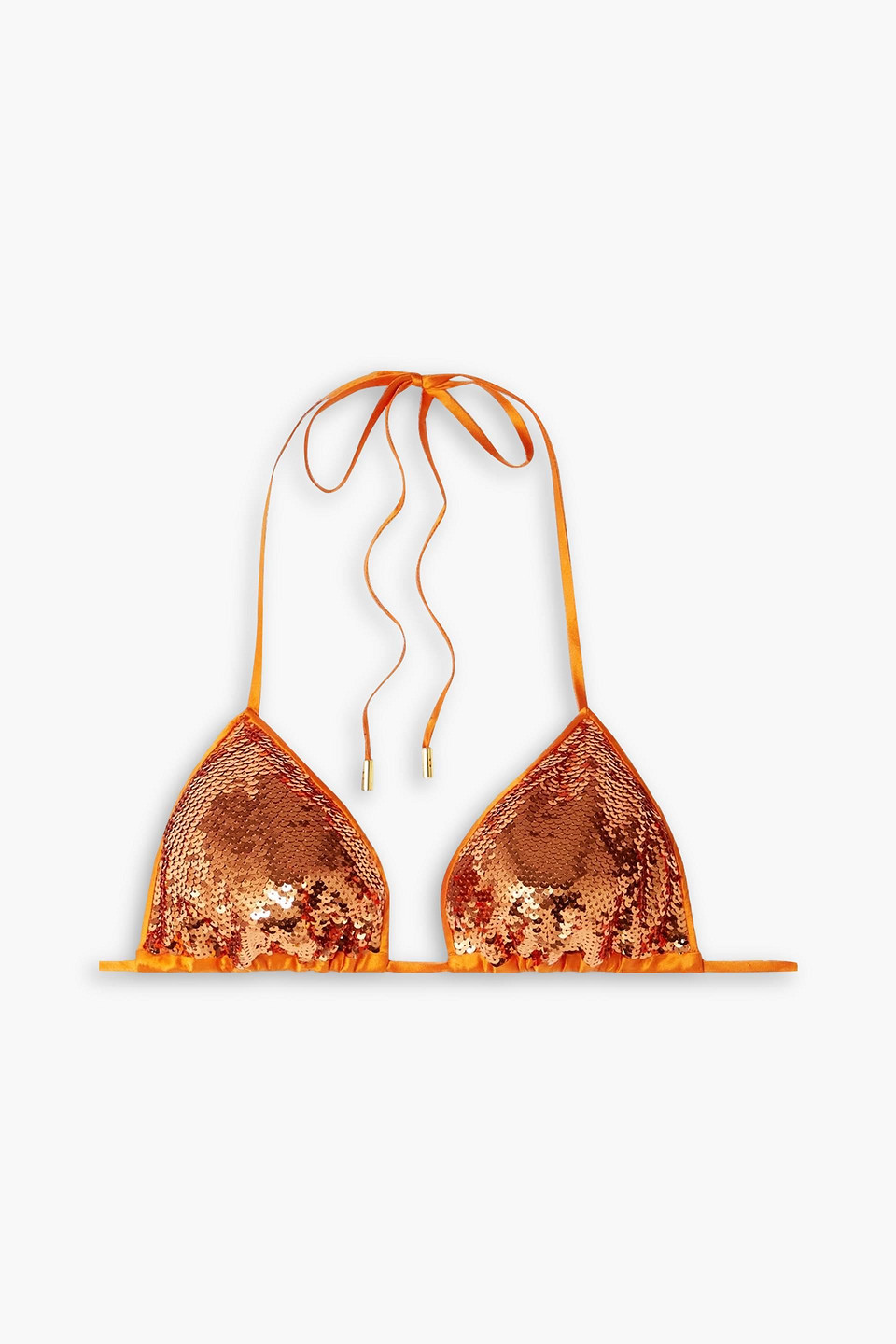Tom Ford Satin-trimmed Sequined Tulle Bra Top In Orange