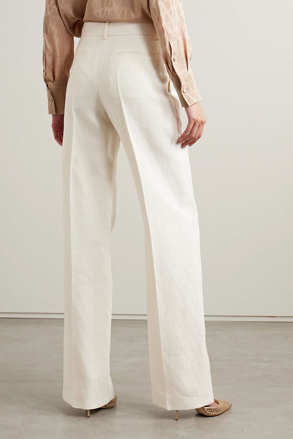 VALENTINO GARAVANI Wool and silk-blend jacquard wide-leg pants