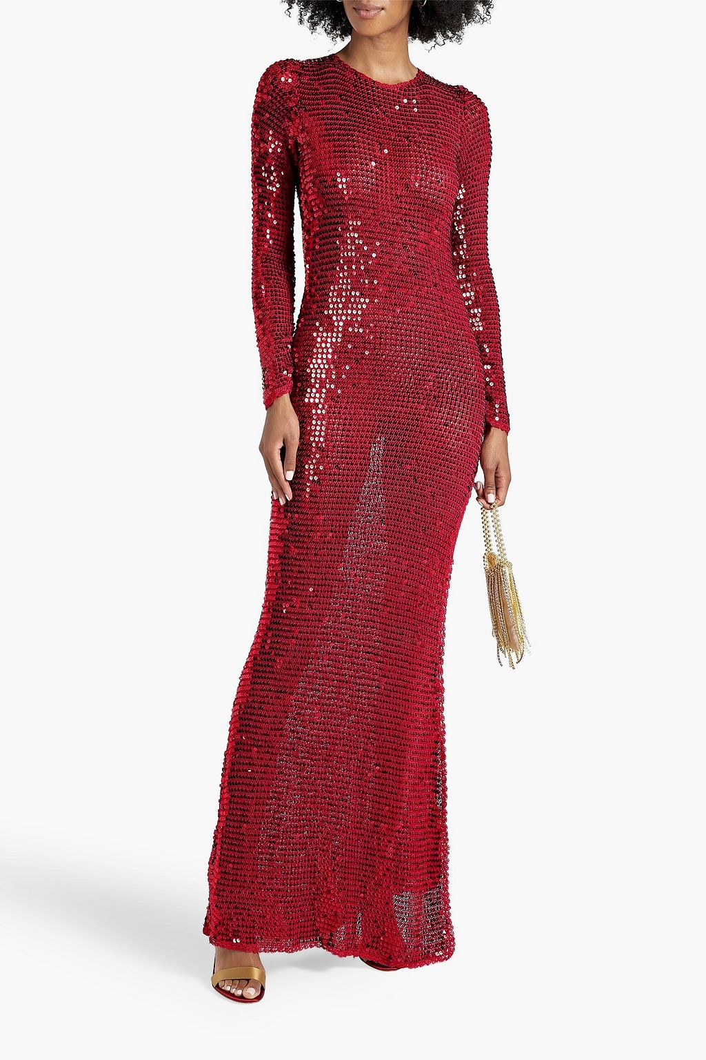 RETROFÊTE Alexa sequined open-knit gown