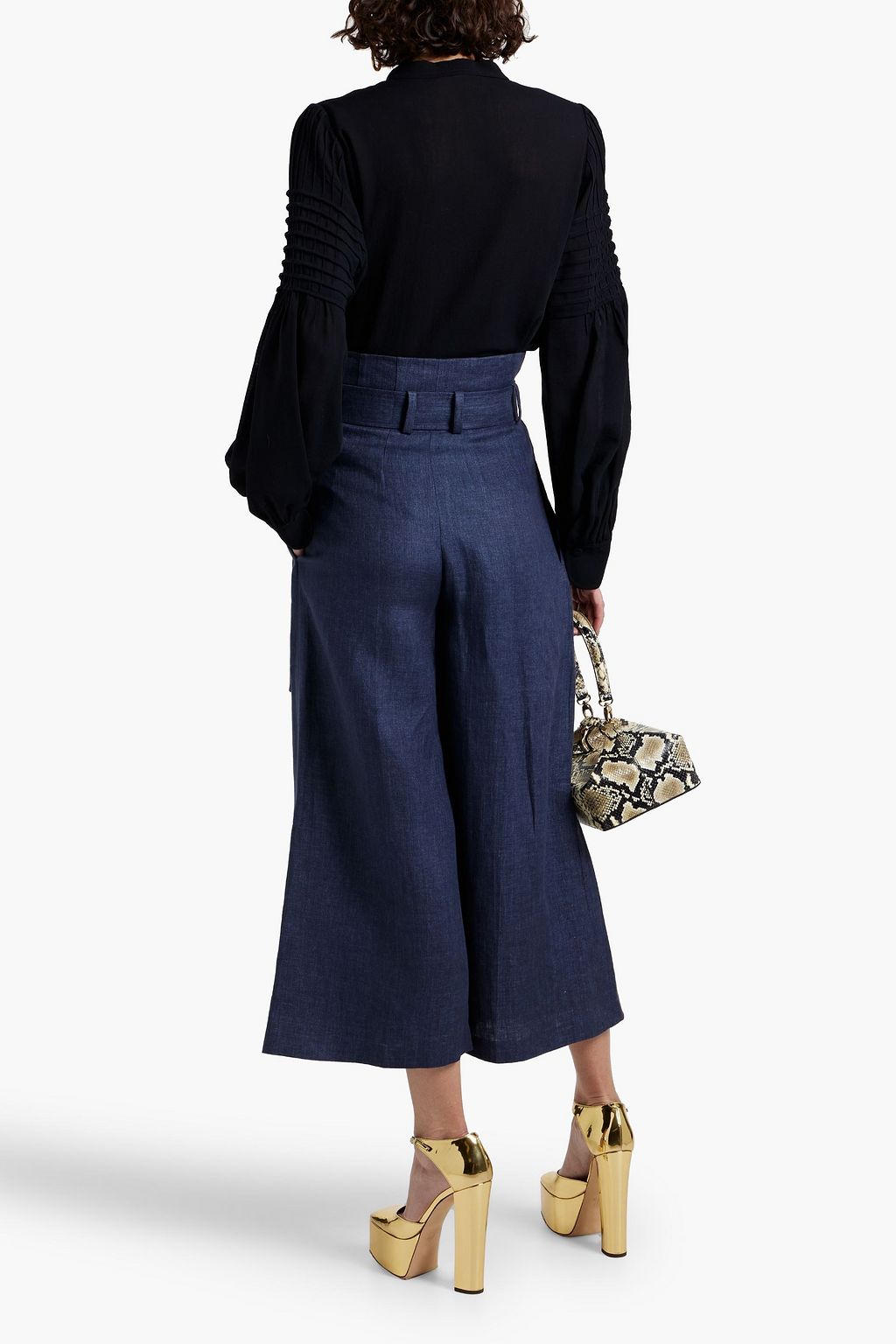CHLOÉ Tie-detailed pintucked wool blouse