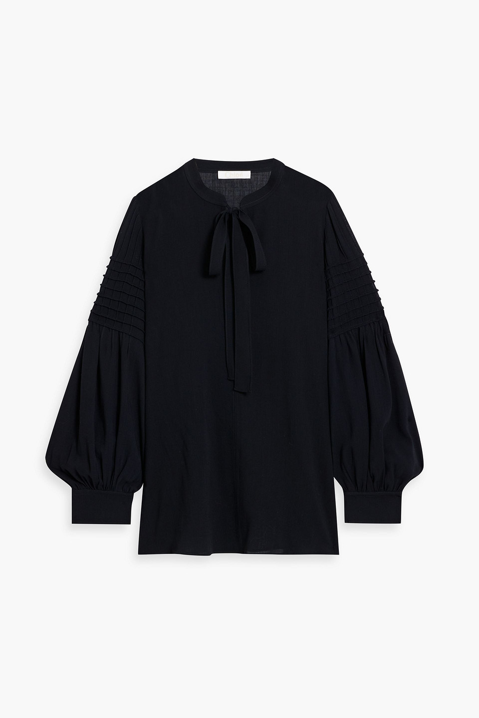 Chloé Tie-detailed Pintucked Wool Blouse