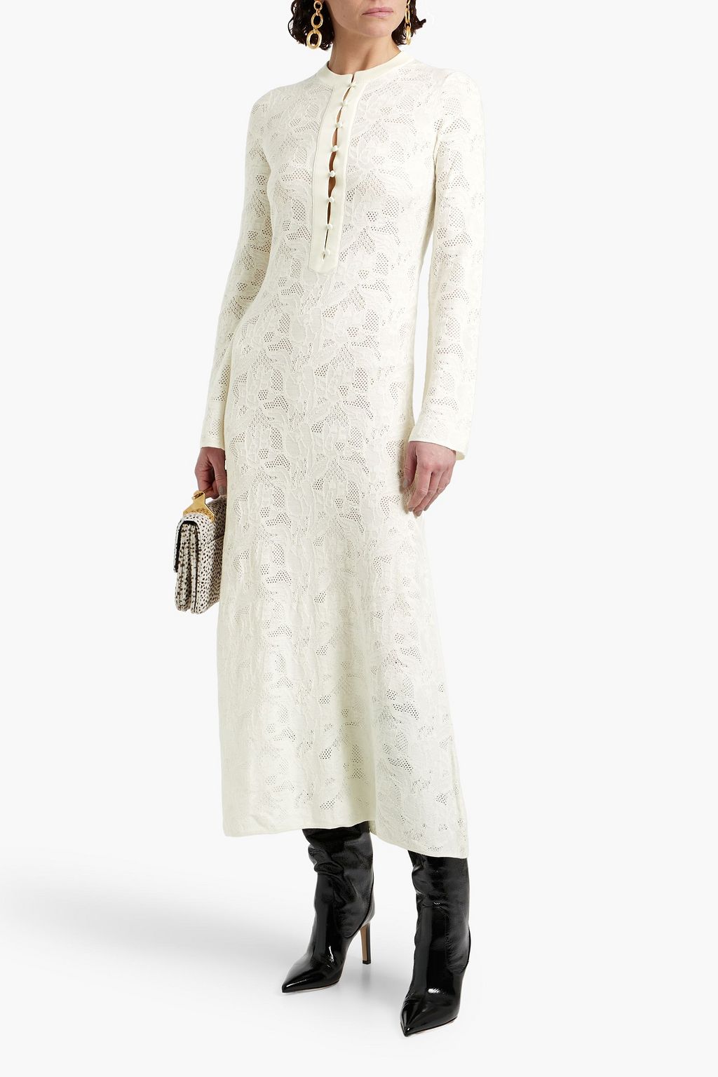 CHLOÉ Wool and silk-blend midi dress