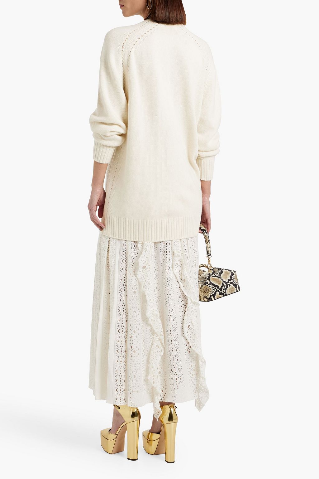 CHLOÉ Pointelle-trimmed cashmere cardigan