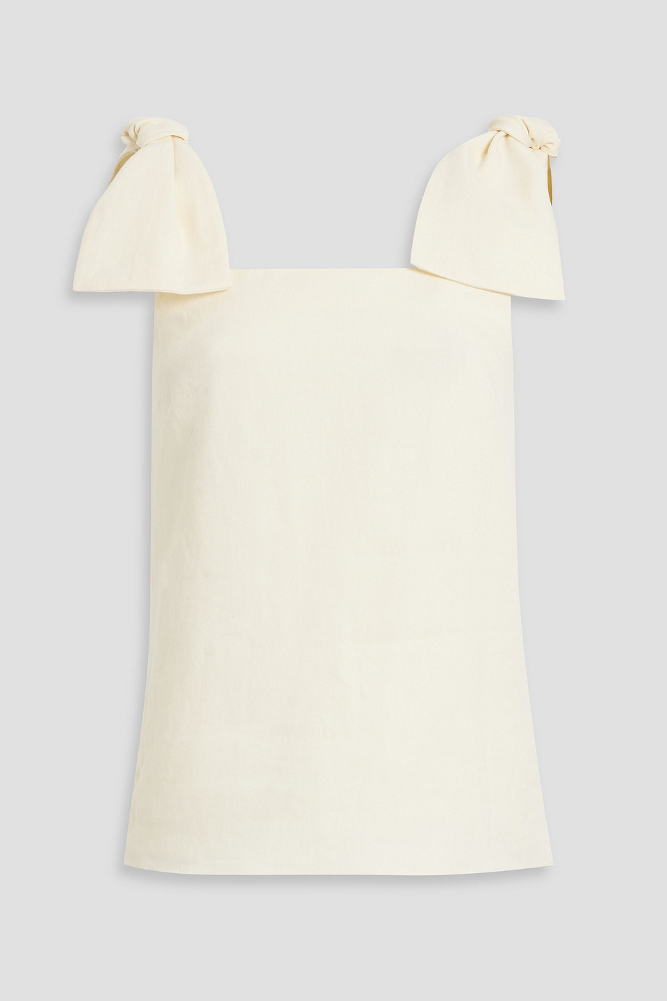 Shop Chloé Bow-detailed Linen-canvas Top In Ecru