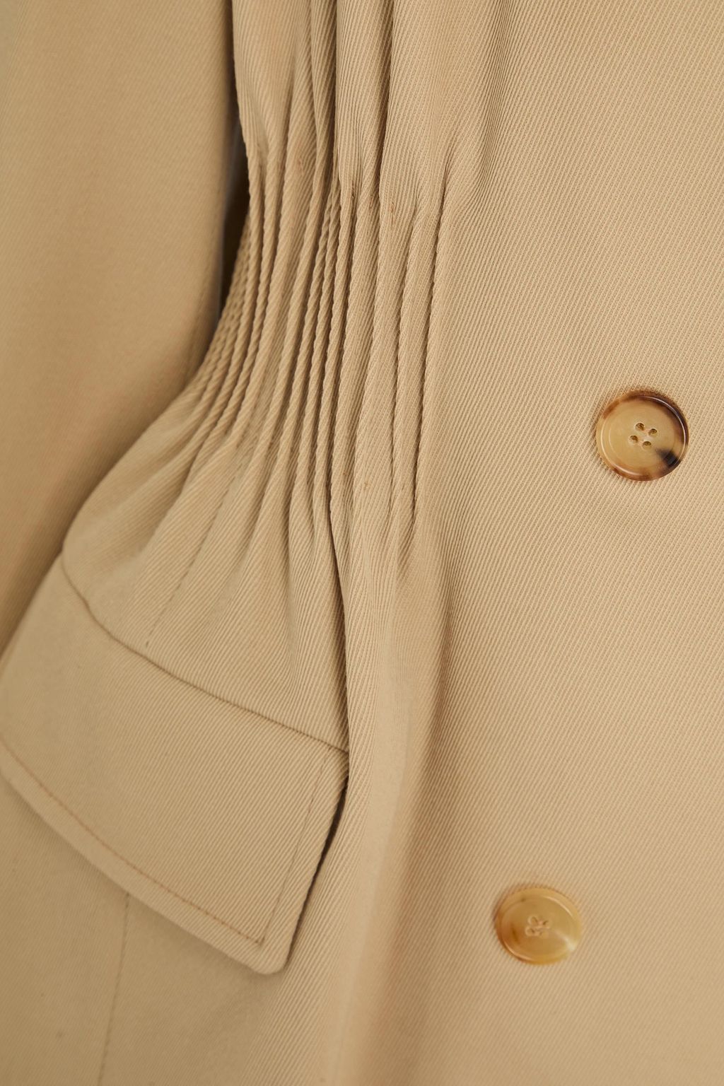 CHLOÉ Double-breasted pintucked wool-twill blazer
