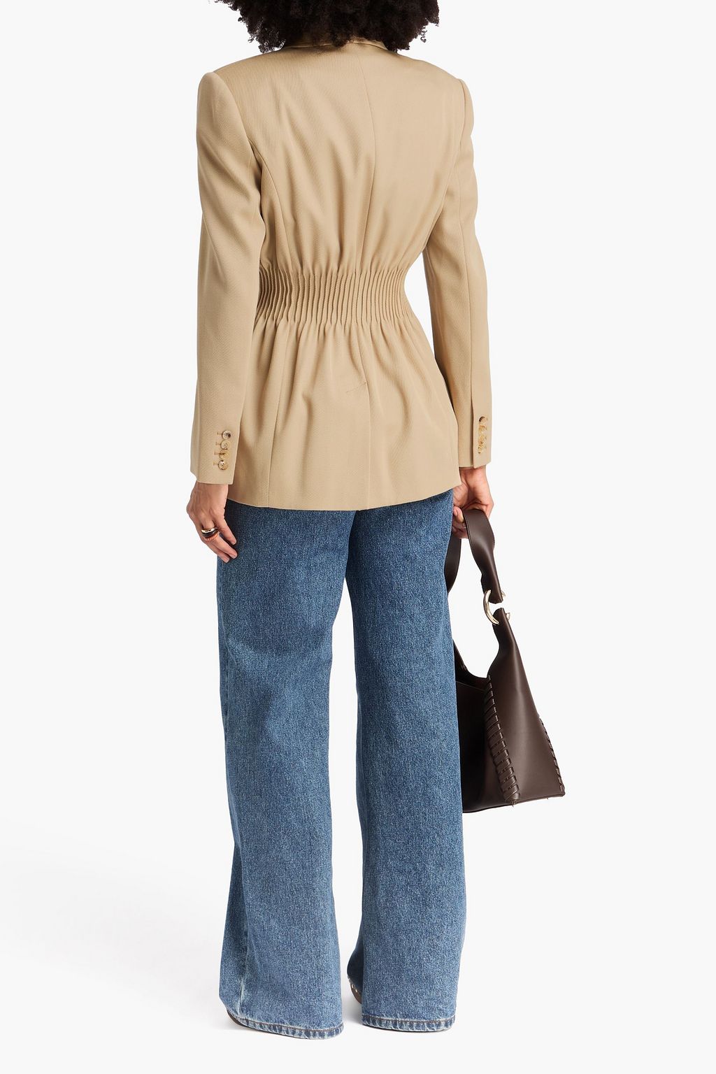 CHLOÉ Double-breasted pintucked wool-twill blazer