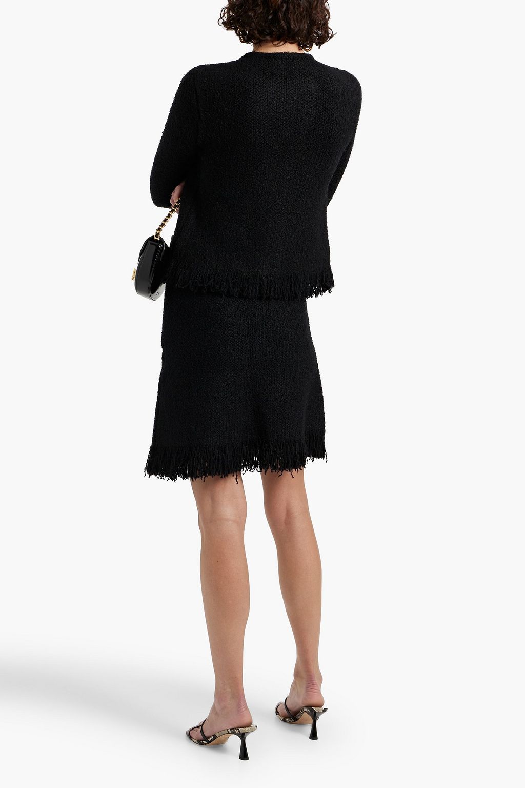 CHLOÉ Frayed wool-blend bouclé mini skirt